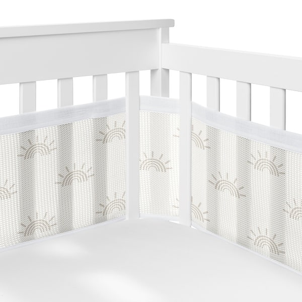 slide 2 of 6, Sweet Jojo Designs + BreathableBaby Breathable Mesh Crib Liner Ivory Boho Chic Sun Boy Girl Gender Neutral Bohemian