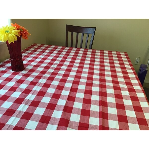 Buffalo Plaid Fabric Tablecloth 52x70 Cloth Red Black Rustic