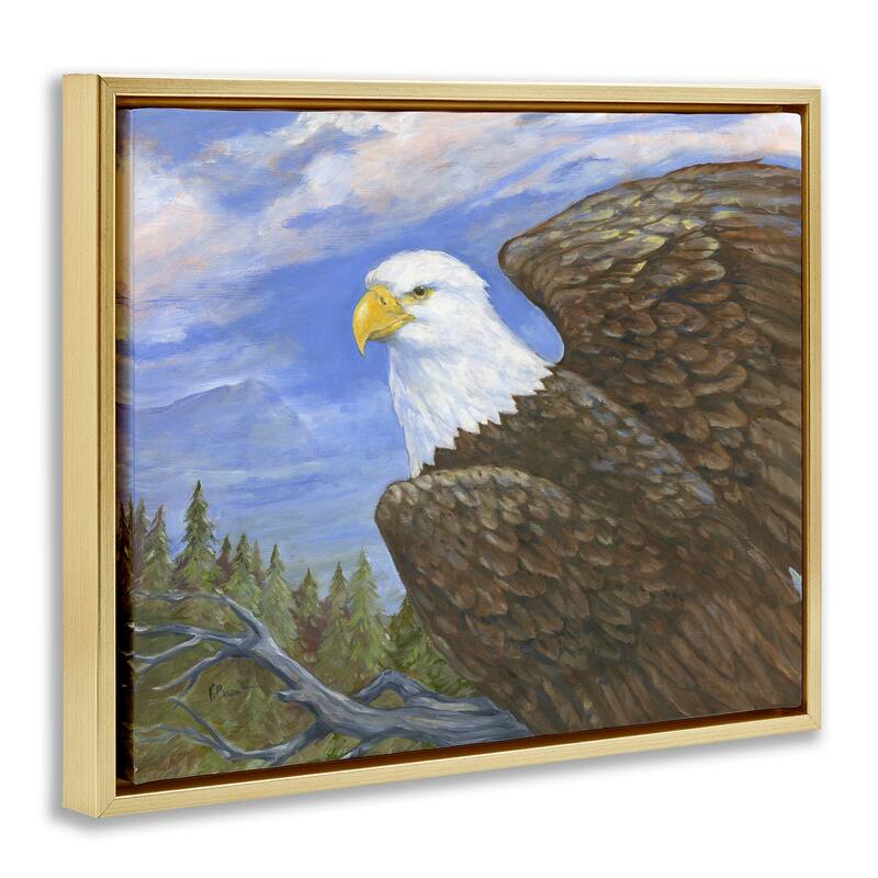 Stupell Eagle Overlook from Tree Top Framed Floater Canvas Wall Art Design By Paul Brent