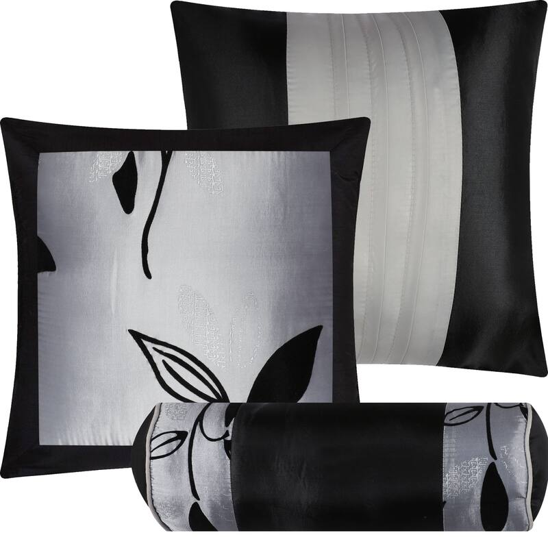 Nanshing Jolene 7 Piece Flocked Modern Leaves Comforter Set