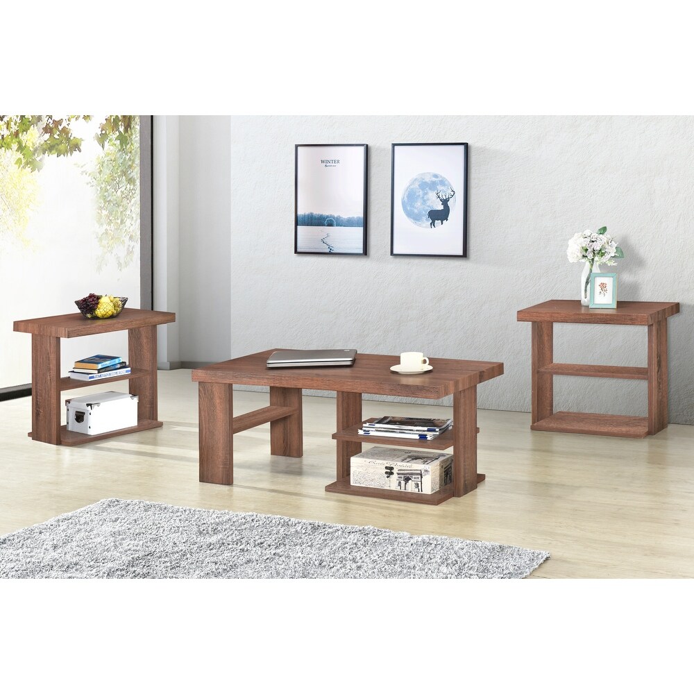 Includes 36 Inch Coffee Table/Two 18 Inch End Tables Dark Brown I 7910p 3-Piece Living Room Set