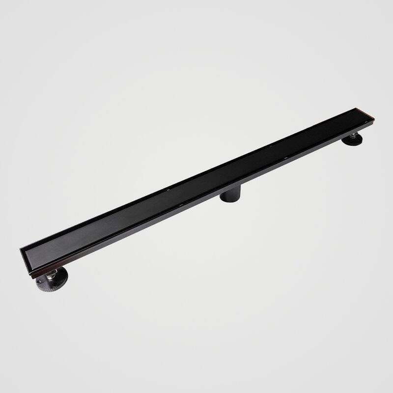 Oceanic Linear Shower Drain, Marine-grade 316 Stainless Steel, Tile-in with Hair Strainer - 36"x2 3/4"x7/8" - Matte-Black