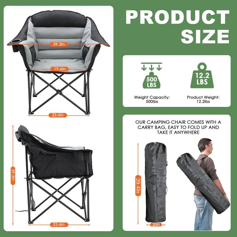 DoCred Oversized Camping Chair, Fully Padded Folding Moon Chair