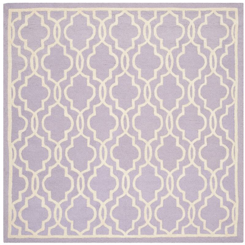 SAFAVIEH Handmade Cambridge Philine Geometric Wool Rug - 6' Square - Lavander/Ivory