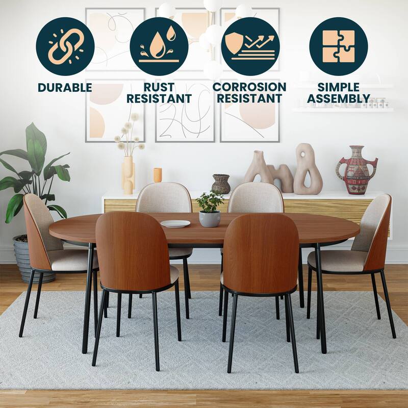 Dining Chair with Upholstered Seat Side Chair with MDF Wood Frame in Steel Set of 4