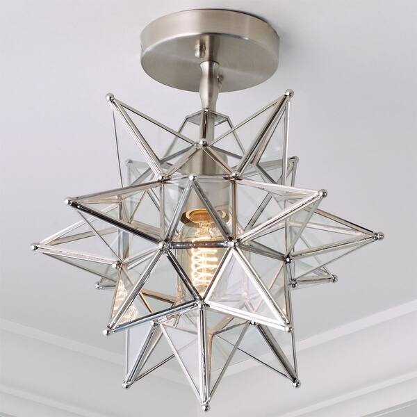 EVA Lighting Two Light Semi Flush Mount Fusion Satin Nickel Exact