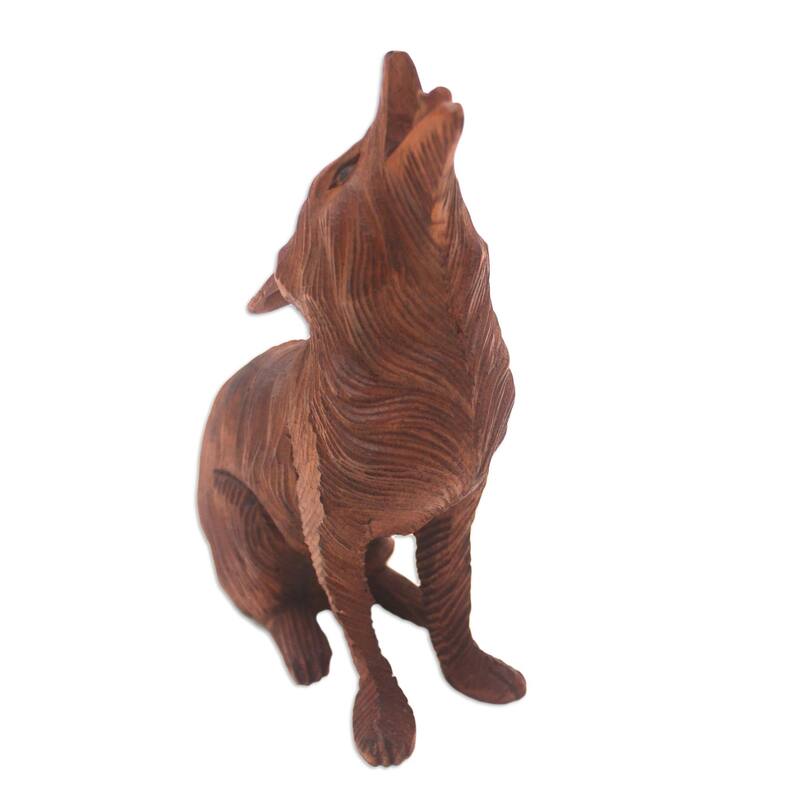 Novica Handmade Northern Howl Wood Statuette