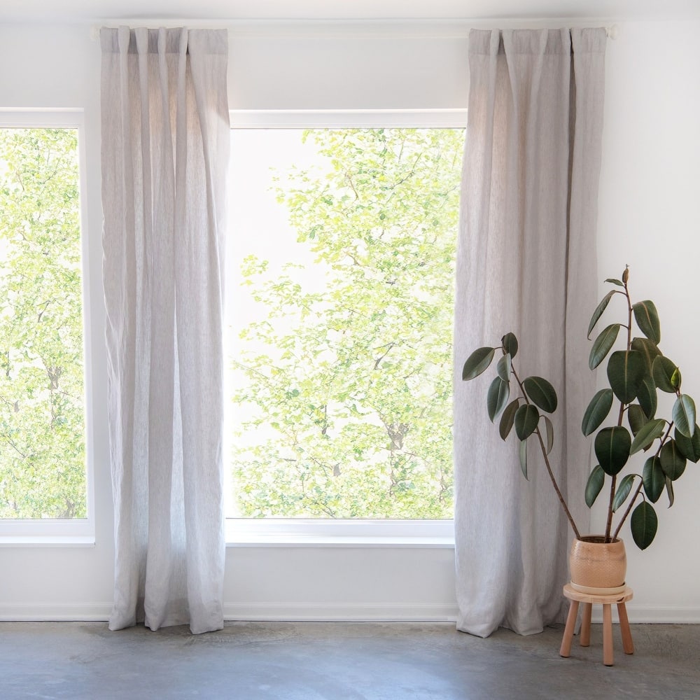 100% French Linen Window Curtain Set by BOKSER HOME