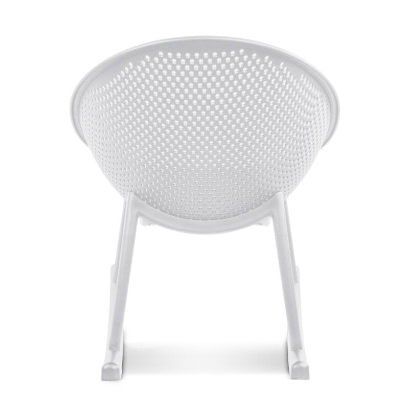 Mid-Century Modern Plastic Rocking Lounge Chair Plastic Legs with Breathable Perforated Egg Shaped Seat for Indoor/Outdoor Use