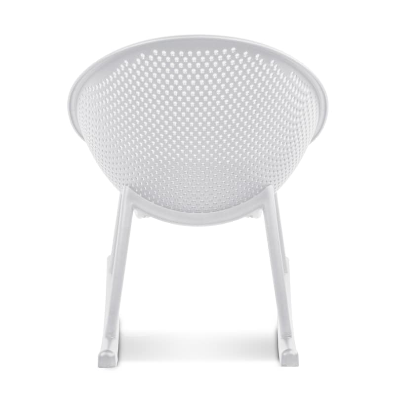 Set of 2 Mid-Century Modern Rocking Lounge Chairs – Egg-Shaped Breathable Plastic Seat with Durable Plastic Base, Accent Seating