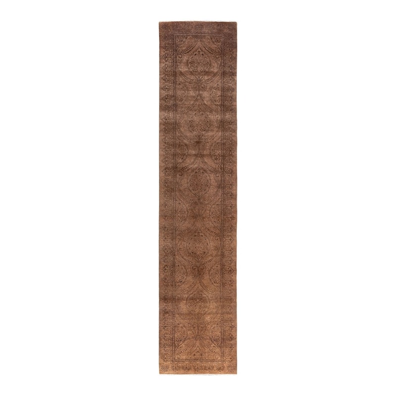 Fine Vibrance One-of-a-Kind Hand-Knotted Runner Rug - Brown, 2' 8" x 12' 4" - 2' 8" x 12' 4"