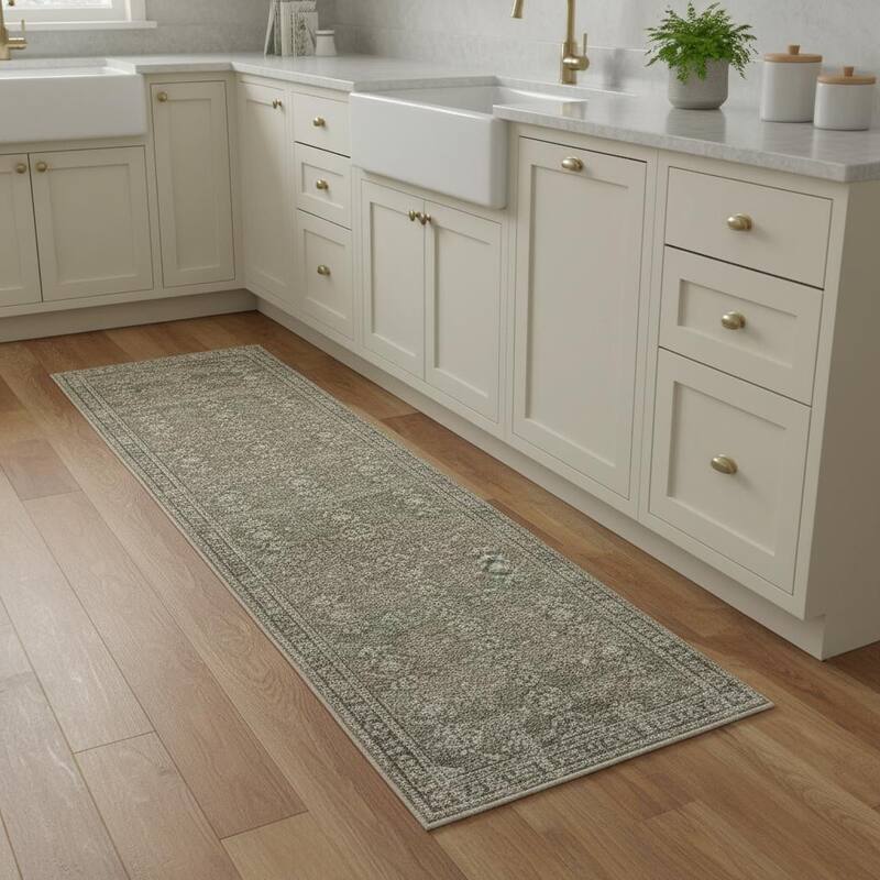 HomeRoots Floral Medallion Traditional Rectangle Area Rug - 2' X 8'