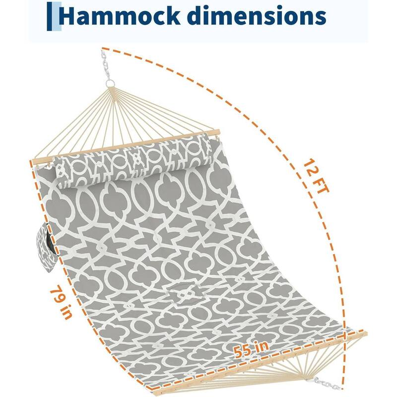 Double Quilted Fabric Hammock, 450 LBS Capacity for Outdoor Patio Backyard Poolside