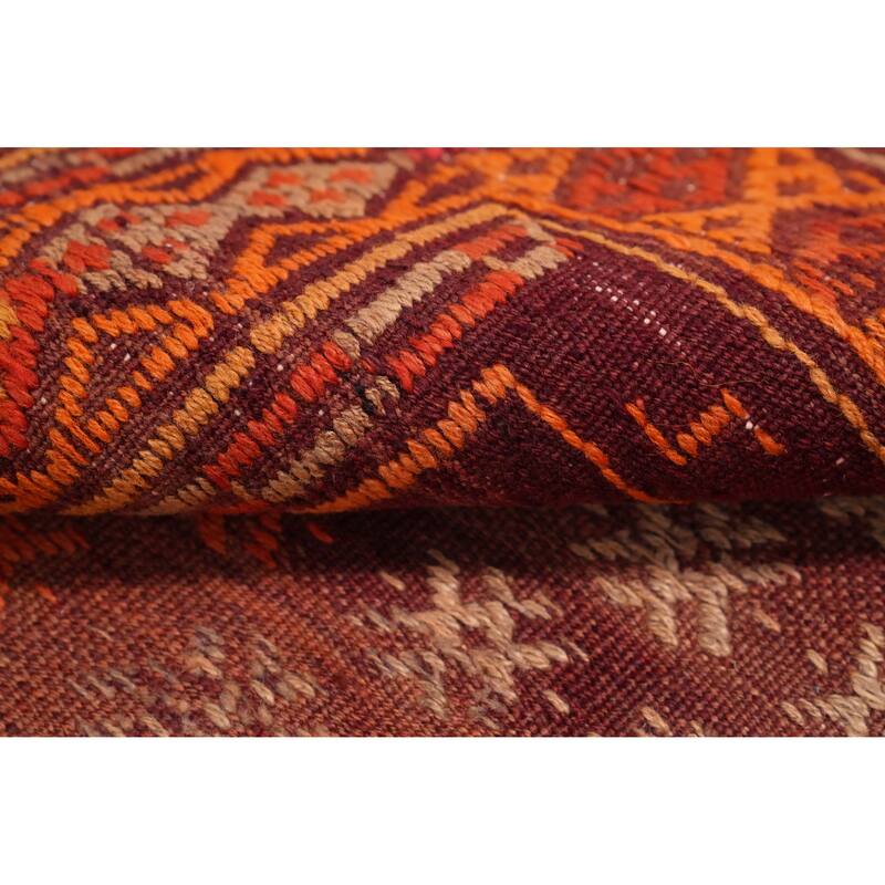 Hand Woven Oriental 100% Wool Carpet Southwestern Tribal Oranges & Rust Kilim Area Rug - 10' 1'' X 5' 8''