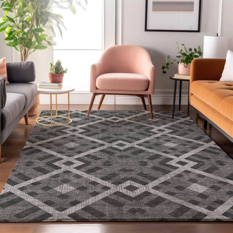 Premium Washable Super Soft Contemporary Geo Mayfield Rug - Charcoal - 2' 6" x 3' 10" - Rectangle
