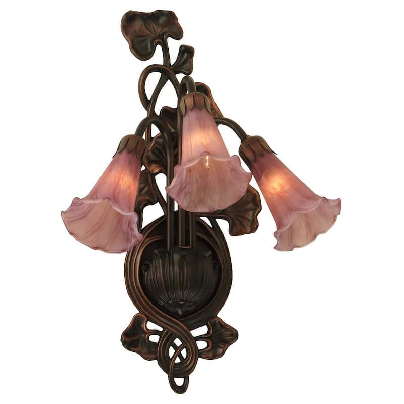 10.5"W Lavender Pond Lily 3 Lt Wall Sconce