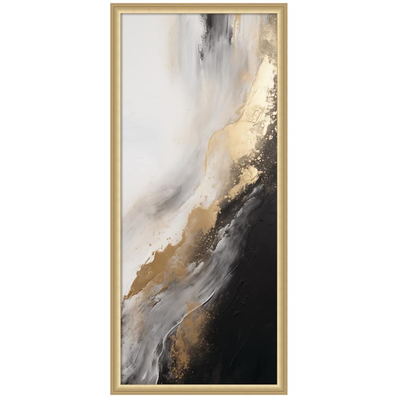 Kate and Laurel Framed Art Luxe Drift Modern Glamour Abstract by The Creative Bunch Studio - 19 x 42