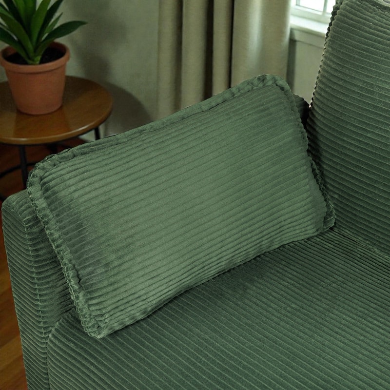 48" Corduroy Loveseat Sofa with Side Storage Pocket, 2-Seater Couch, Solid Wood Frame for Apartment