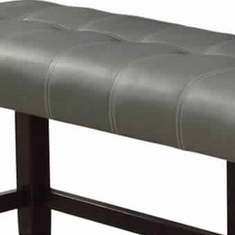 Tufted High Bench With Tapered Legs Silver and Brown