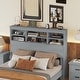 preview thumbnail 3 of 16, Queen Size Vintage Platform Bed,With Storage Headboard and Charging Station