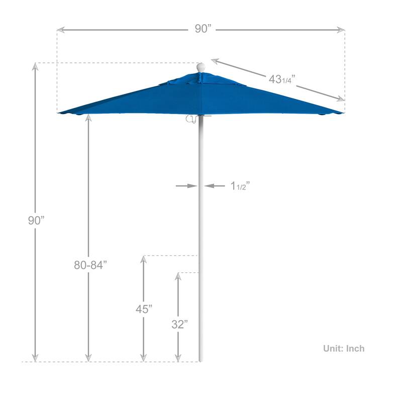 California Umbrella 7.5' Venture Series Patio Umbrella, White Aluminum Pole Fiberglass Ribs Push Lift, Pacifica Pacific Blue