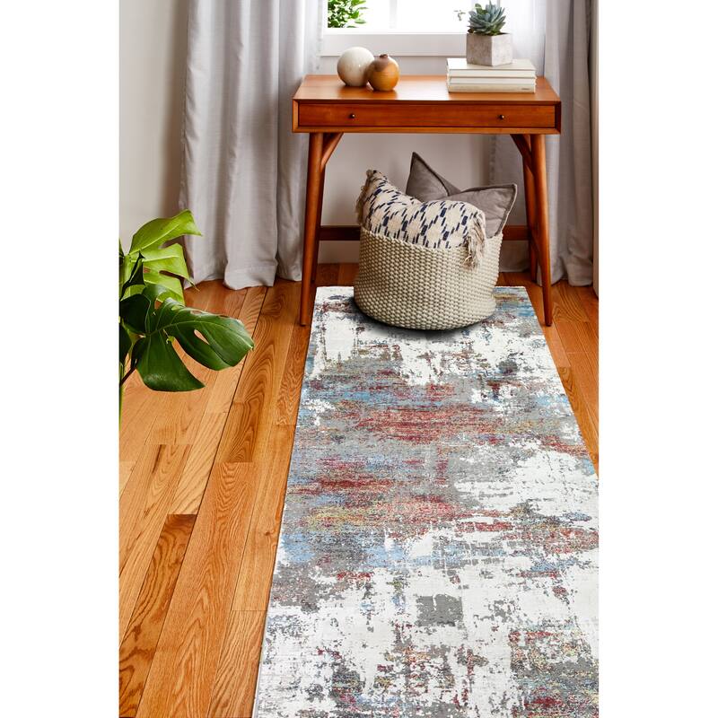 Bashian Gitty Ivory/Rust Contemporary Area Rug