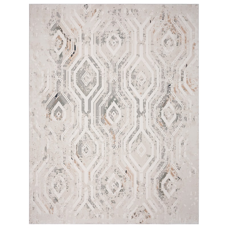 Sevita Gray/Cream/Taupe Geometric Contemporary Ikat Area Rug - 7'10" x 9'10"