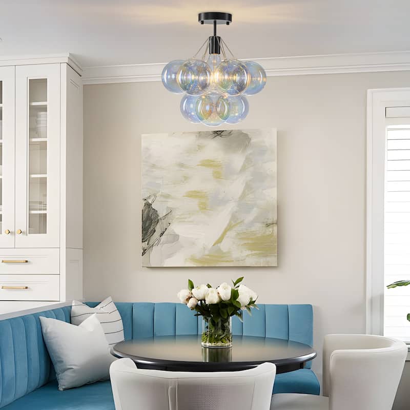Starsky 1-Light 14in. Contemporary Glass Bubble Semi Flush Mount