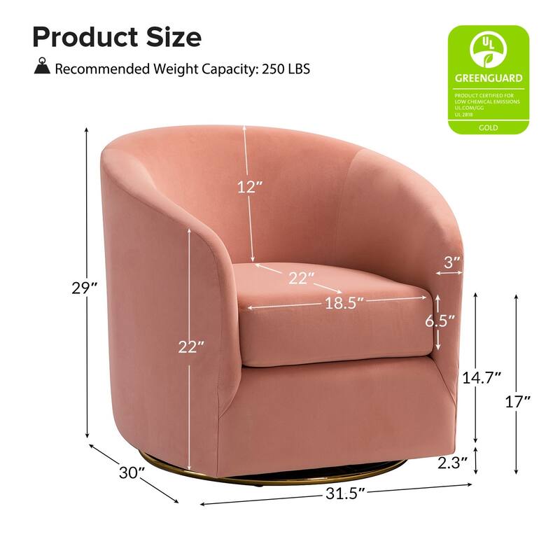 Eleuterio Modern Upholstered Swivel Accent Barrel Chair with Metal Base Set of 2 by HULALA HOME