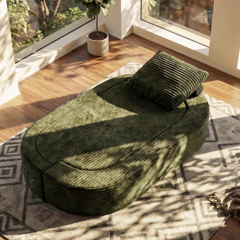 78.7" Full-Size Folding Sofa Bed, Sleeper Futon Loveseat, Plush Corduroy Foam-Filled Couch