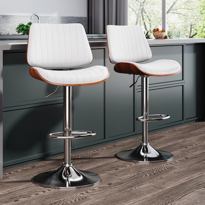 Swivel Adjustable Height Counter Stools, Bar Stools with Backs - 20" W X 18"D X 24-33" H