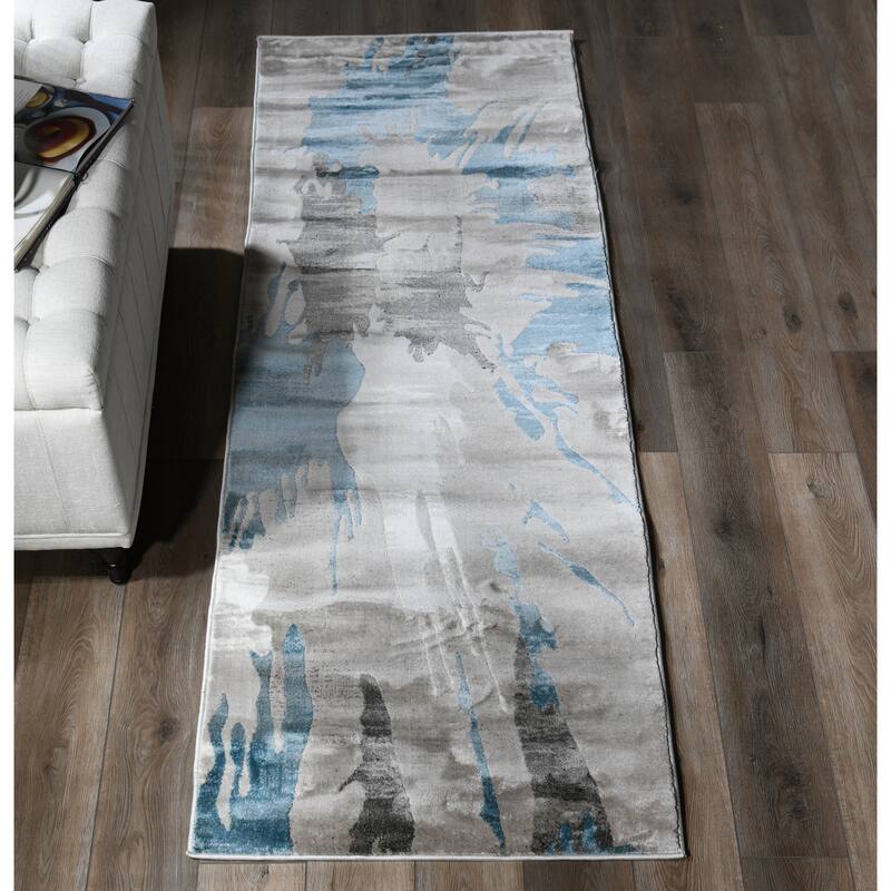 Impression Collection Fume/Dark Beige Area Rug - 2'8'' X 8'1''