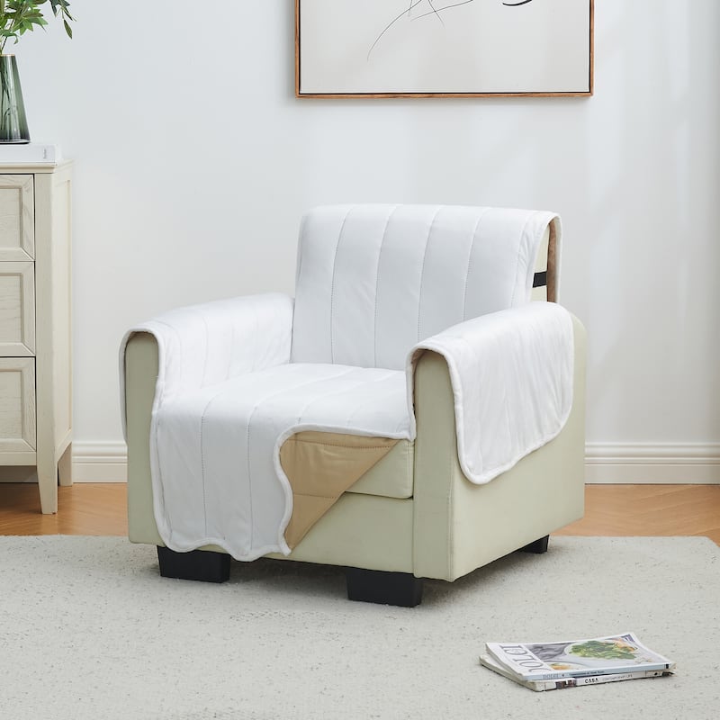 Velvet Chair Cover Pet Furniture Protector. - White