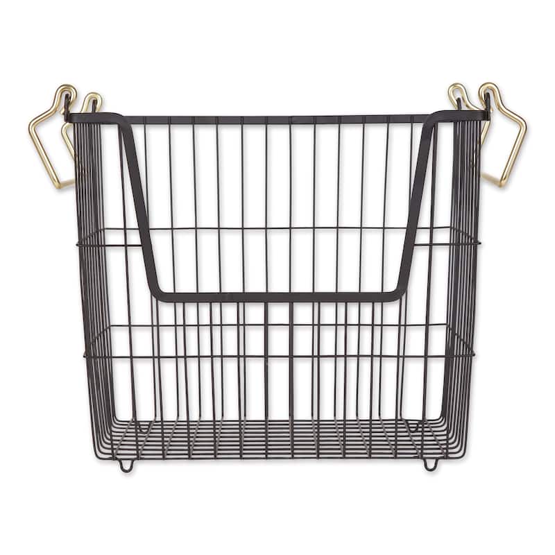 DII Metal Basket - Large Rectangle, 13x10x11" - Black/Gold