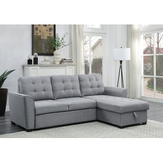 Sleeper Sectional Sofa with Reversible Chaise in Light Gray - Bed Bath ...