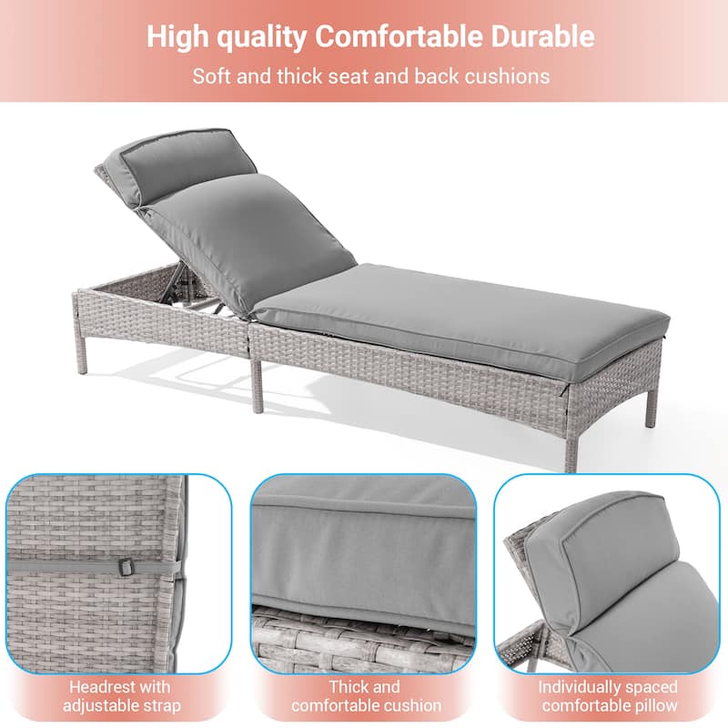 LIVOOSUN Patio Chair Rattan Single Lounge Water-Repellent Cushion