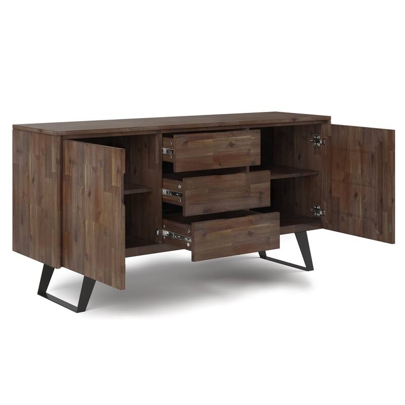 WYNDENHALL Mitchell Metal 60 inch Wide Rectangle Modern Industrial Sideboard Buffet in OAK WOOD - 60'' x 17'' x 30