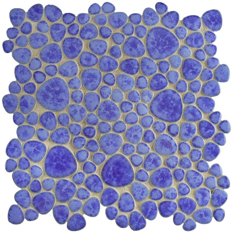 Merola Tile Pebble Blue Cloud 10-3/4" x 10-7/8" Porcelain Floor and Wall Tile