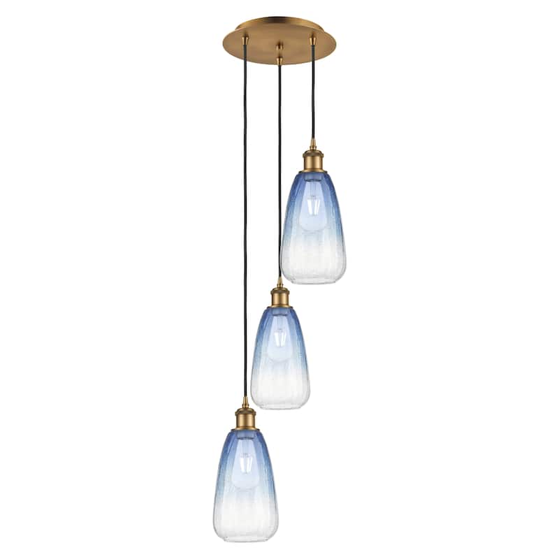 Innovations Lighting Endless Possibilities Ballston - Brookhaven Almond - 3 Light 13" Cord Hung Multi Pendant - Brushed Brass/Sapphire Blue