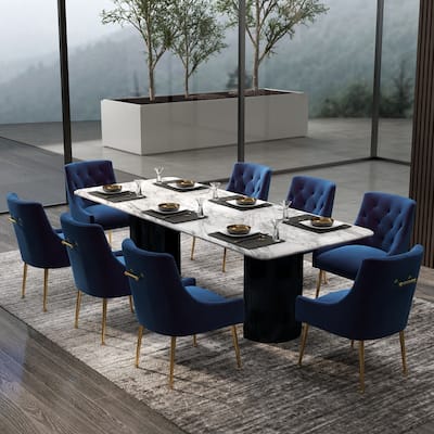 Modern Glam Velvet Dining Chair Set of 8 for Dining Room, Tufted Vanity Chair for Living Room (no table)