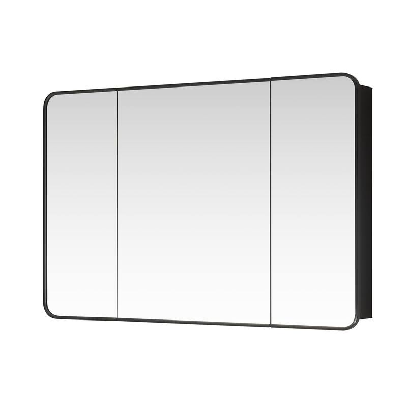 Talayuela Rectangular Aluminum Framed Medicine Cabinet with Mirror - 48"W x 32"H - Brushed Black Frame