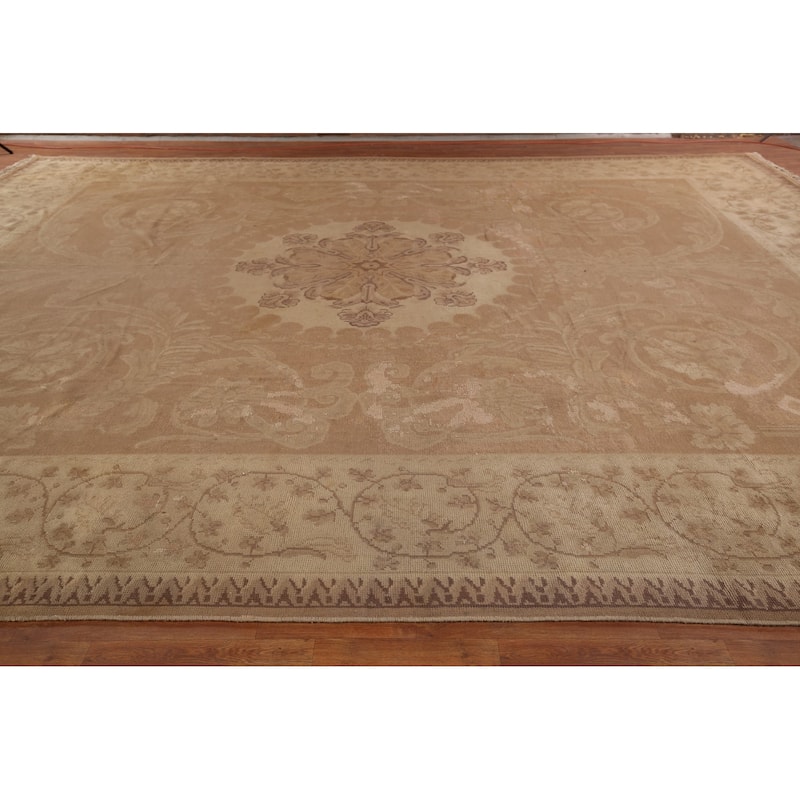 Antique Vegetable Dye Oushak Large Turkish Rug Handmade Wool Carpet - 16'7" x 19'3"