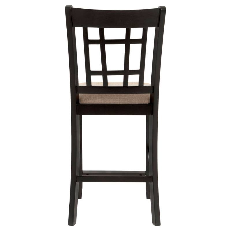 Armless Counter Height Chair, Espresso Brown & Beige - 41 H x 18 W x 20 L Inches