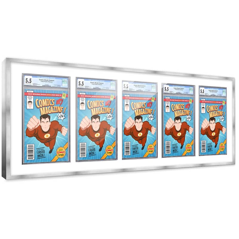 Comic Book Frame Wall Display with Mat for 5 CGC, CBCS OR PGX Graded ...