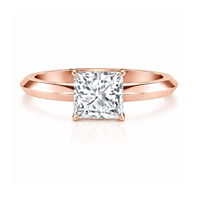 Auriya 14K Gold Knife Edge Lab Grown Princess-cut Diamond Engagement Ring 1.00 - 5.00ct. tw. (F-G, VS) - 2.00 carats - 7 - Rose