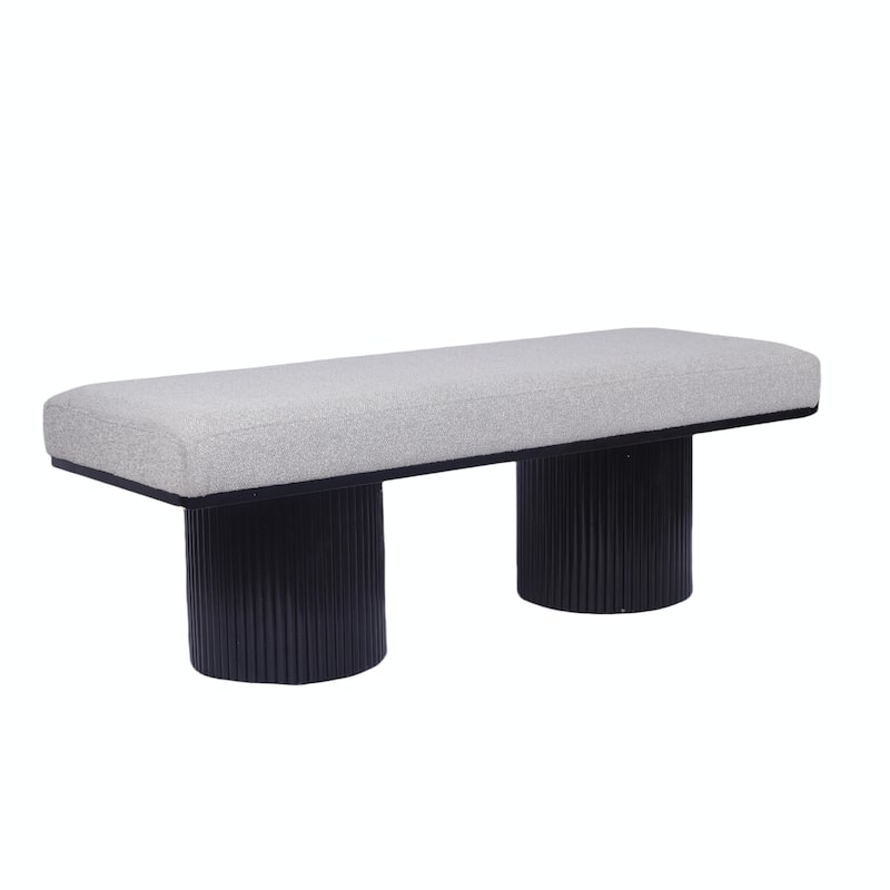 Contemporary Upholstered Bed-End Bench with Black Chunky Legs