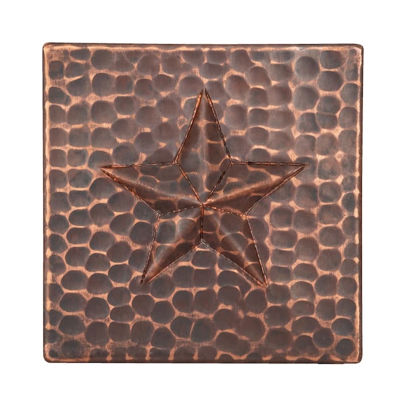 4" x 4" Hammered Copper Star Tile - Quantity 4 (T4DBS_PKG4)