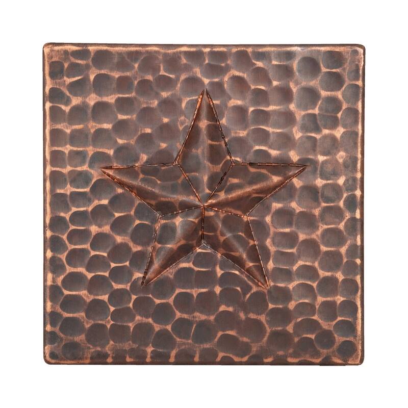 4" x 4" Hammered Copper Star Tile - Quantity 8 (T4DBS_PKG8)