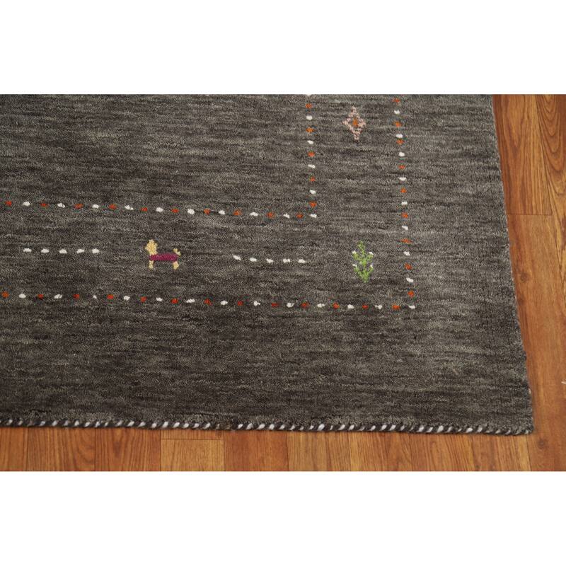 Tribal Gabbeh Indian Area Rug Handmade Modern Wool Carpet - 5'1" x 7'8"