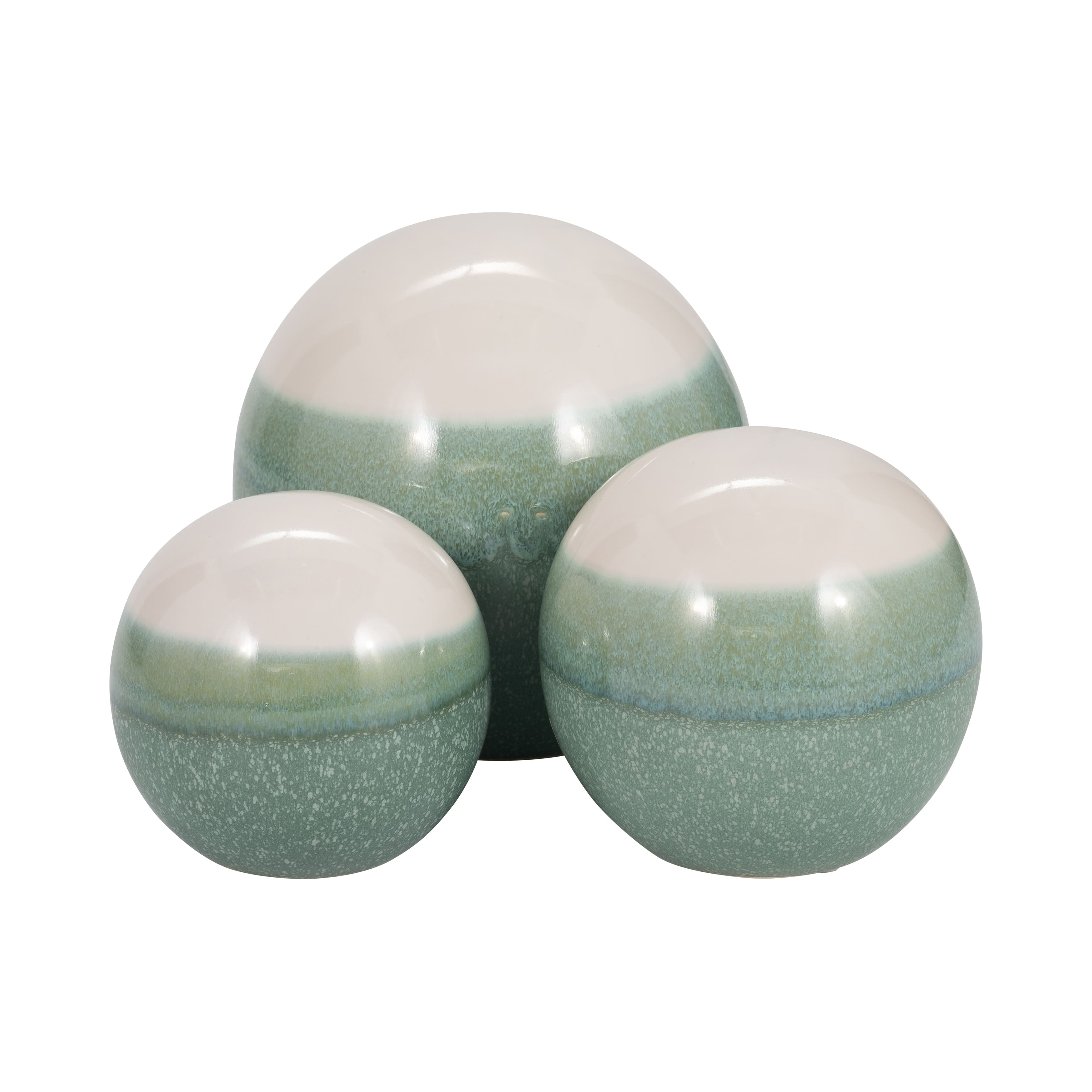 Sagebrook Home Neutral Coastal Set of 3 Decorative Orbs Contemporary